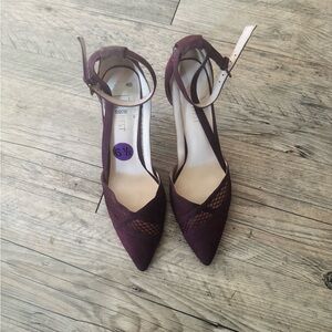 Nine West Wine Pointed Mesh Ankle-Strap Pumps